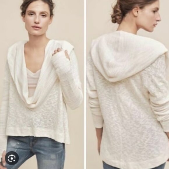 Anthropologie Sweaters - Anthropologie Saturday Sunday Almeria Hooded Cowl Ivory Pullover Sweater CW3